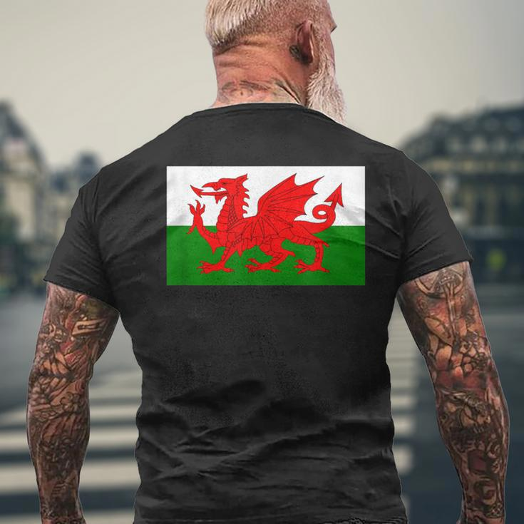 Wales Cymru 2021 Flag Love Soccer Football Fans Or Support Men's T-shirt Back Print Gifts for Old Men