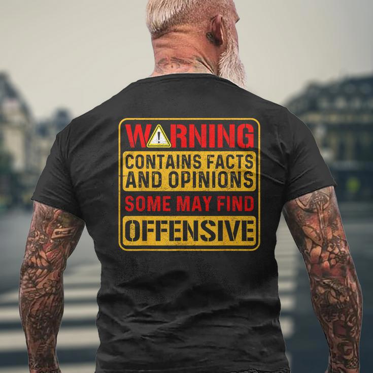 Warning Contains Facts And Opinions Some May Find Offensive Men's T-shirt Back Print Gifts for Old Men