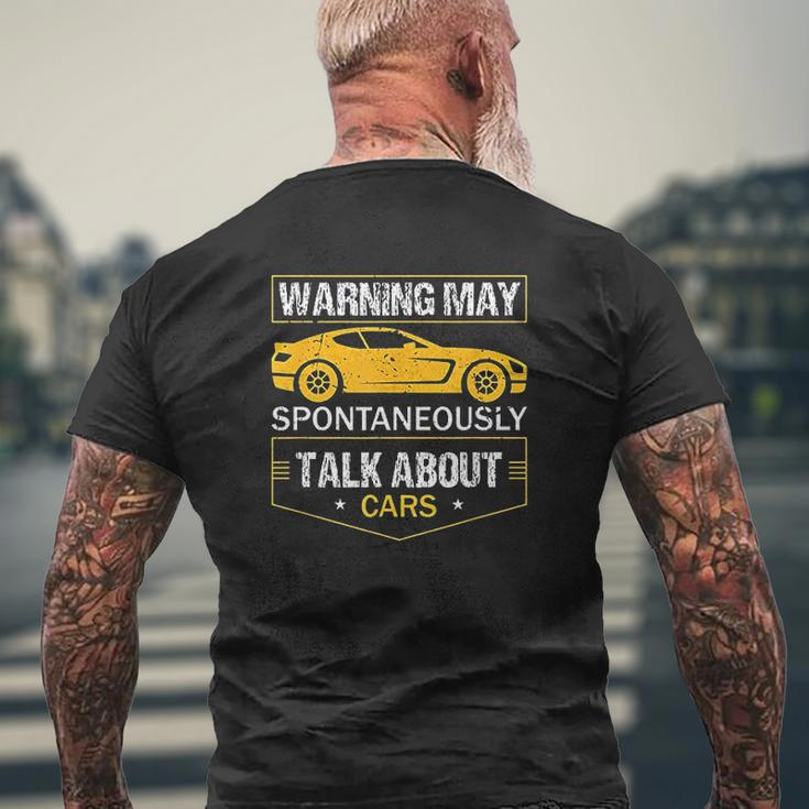 Warning May Spontaneously Start Talking About Cars Salesman Mens Back Print T-shirt Gifts for Old Men