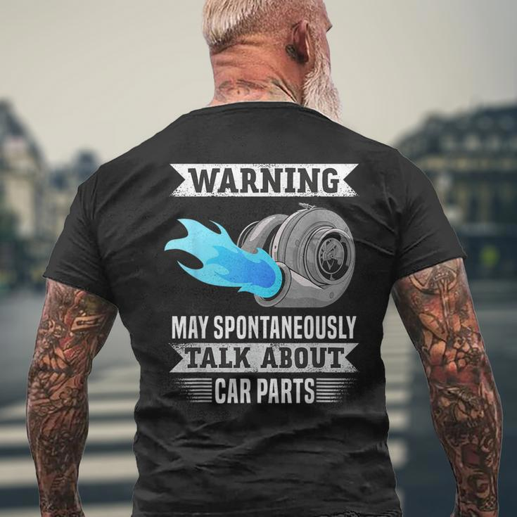 Warning May Spontaneously Talk About Car Parts Men's T-shirt Back Print Gifts for Old Men