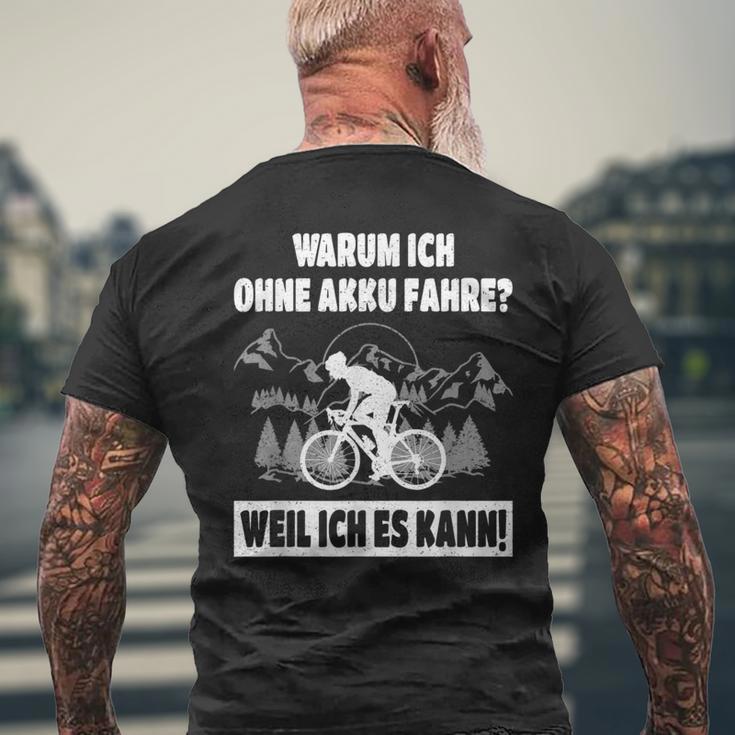 Warum Ich Ohne Akku Fahre intage Cycling T-Shirt mit Rückendruck Geschenke für alte Männer