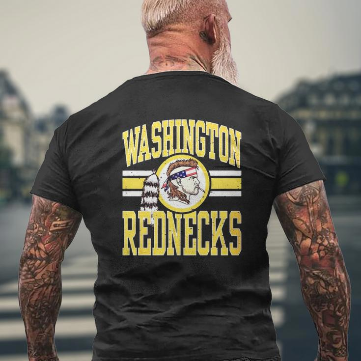 Washington Rednecks Football Caucasian Smoking Wearing American Flag Headband Feathers Stripes Vintage Mens Back Print T-shirt Gifts for Old Men