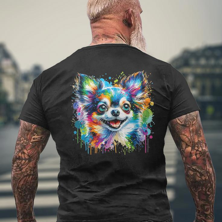 Watercolor Colorful Chihuahua Dogs Men's T-shirt Back Print Gifts for Old Men