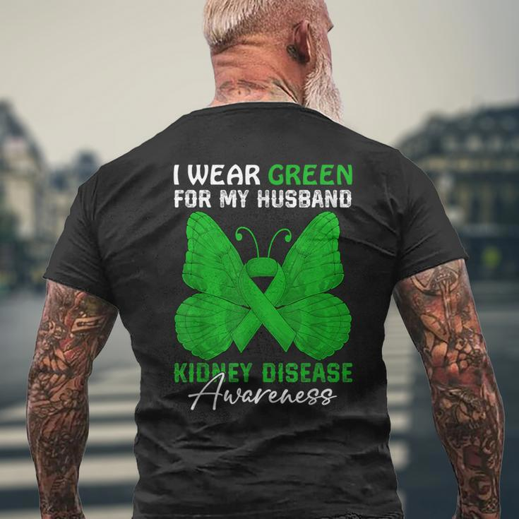 I Wear Green For My Husband Kidney Disease Awareness Day Men's T-shirt Back Print Gifts for Old Men