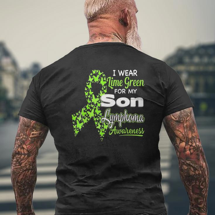 I Wear Lime Green For My Son Lymphoma Awareness Mens Back Print T-shirt Gifts for Old Men