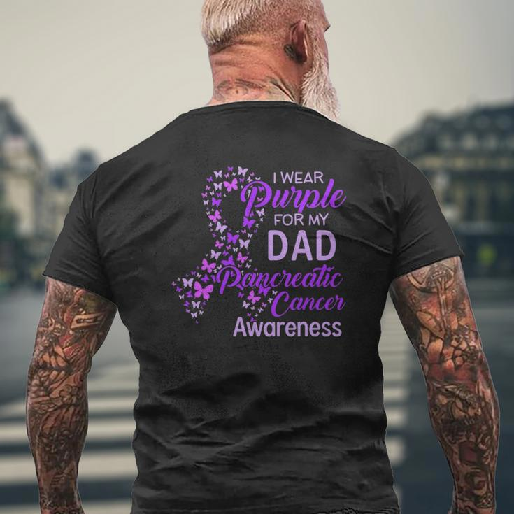 I Wear Purple For My Dad Pancreatic Cancer Mens Back Print T-shirt Gifts for Old Men