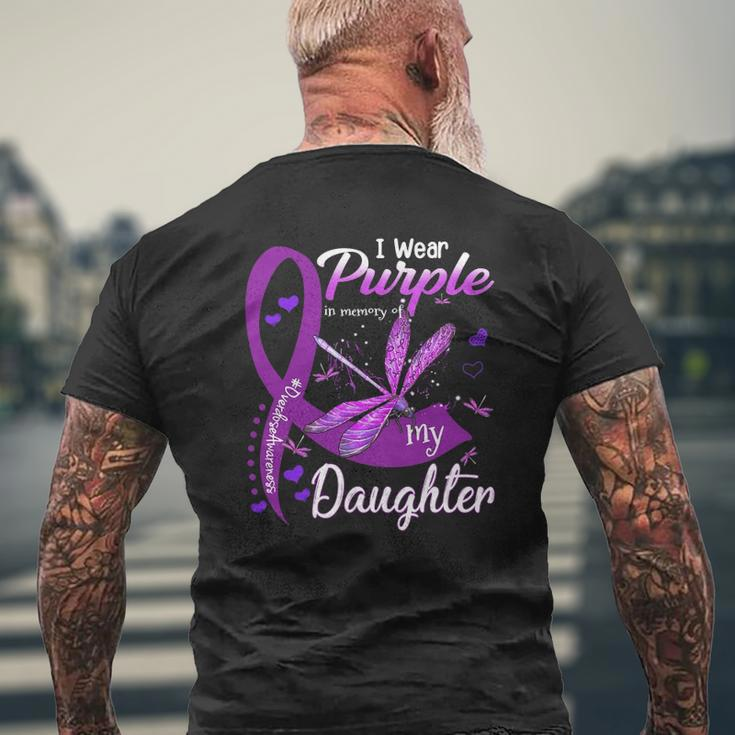 I Wear Purple In Memory For My Daughter Overdose Awareness Mens Back Print T-shirt Gifts for Old Men