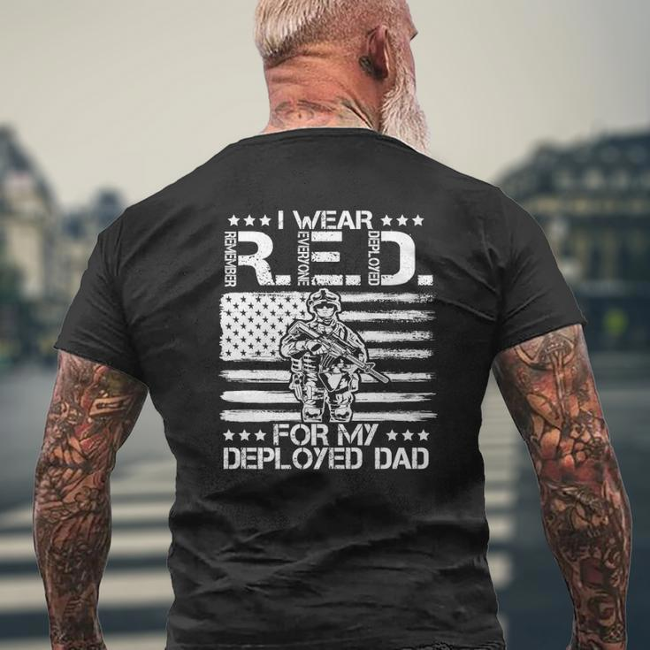 I Wear Red For My Dad Remember Everyone Deployed Usa Premium Mens Back Print T-shirt Gifts for Old Men