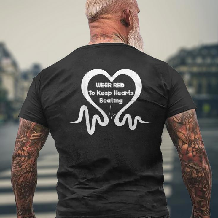 Wear Red To Keep Heart Beating Hearts Disease Awareness Men's T-shirt Back Print Gifts for Old Men