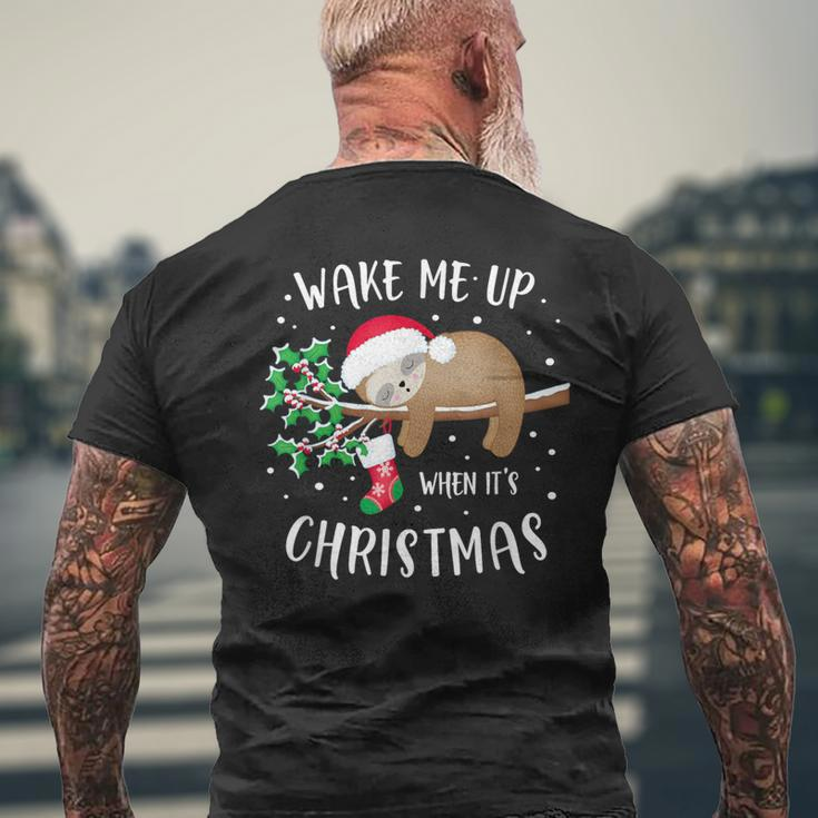 Weck Mich Auf Wenn Weihnachten Ist Faultier Kurzärmliges Herren-T-Kurzärmliges Herren-T-Shirt, Schwarzes Kurzarm Geschenke für alte Männer