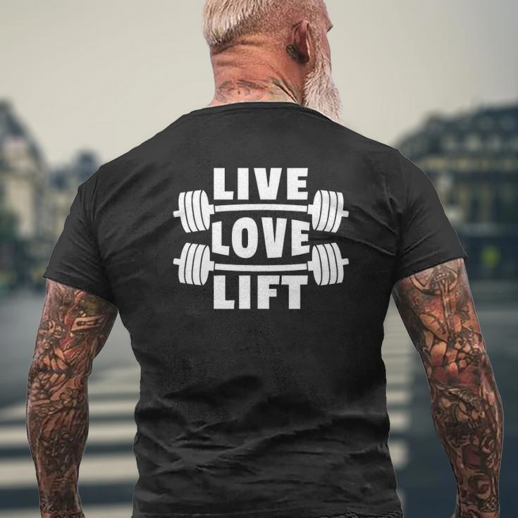 Weightlifting Weightlifter Barbell Live Love Lift Mens Back Print T-shirt Gifts for Old Men