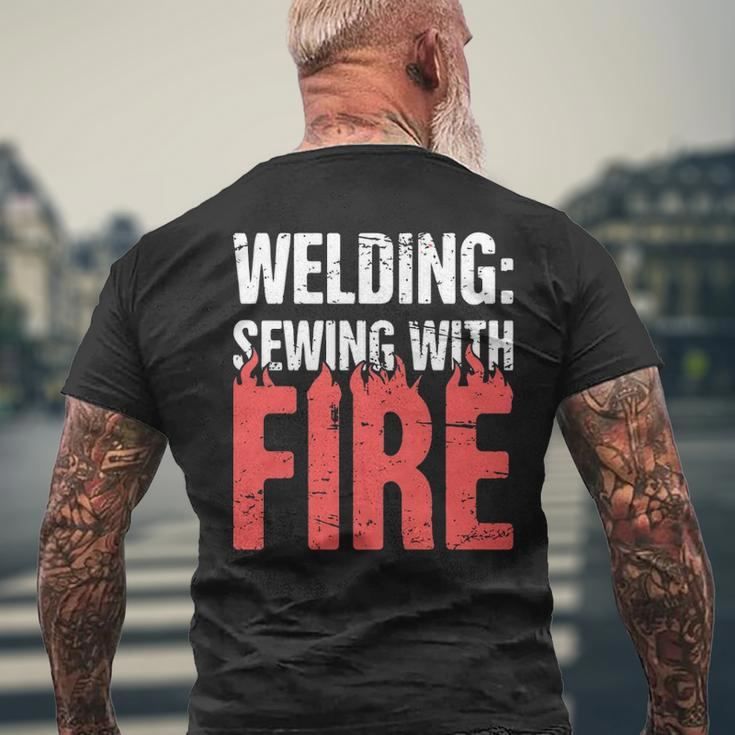 Welding Sewing With Fire Men's T-shirt Back Print Gifts for Old Men