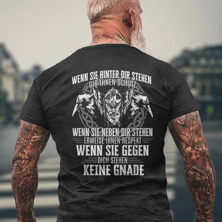 Wenn Sie Hinter Dir Stehen Wikinger Nordmann Warriors T-Shirt mit Rückendruck Geschenke für alte Männer