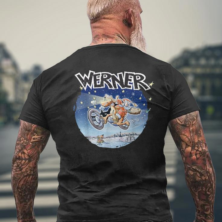 Werner Comic-Art Motorrad Schwarzes Kurzärmliges Herren-T-Kurzärmliges Herren-T-Shirt, Lustiges Biker-Design Geschenke für alte Männer