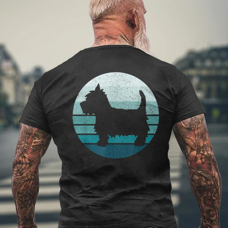 West Highland Terrier Westie Blue Retro Moon T-Shirt mit Rückendruck Geschenke für alte Männer