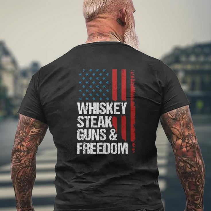 Whiskey Steak Guns & Freedom Patriotic Dad Grandpa Us Flag Mens Back Print T-shirt Gifts for Old Men