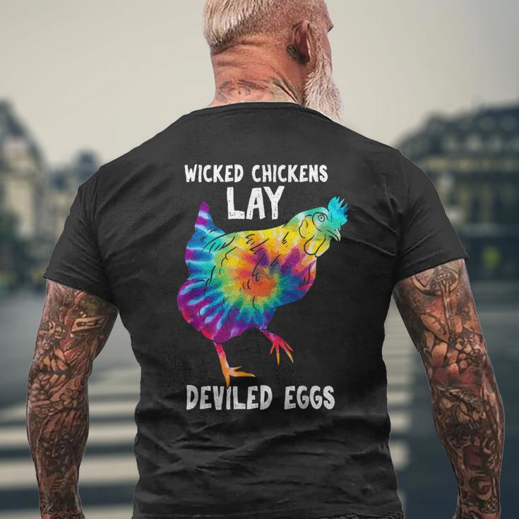 Wicked Chicken Lay Deviled Eggs Farmhouse Chicken Mens Back Print T-shirt Gifts for Old Men