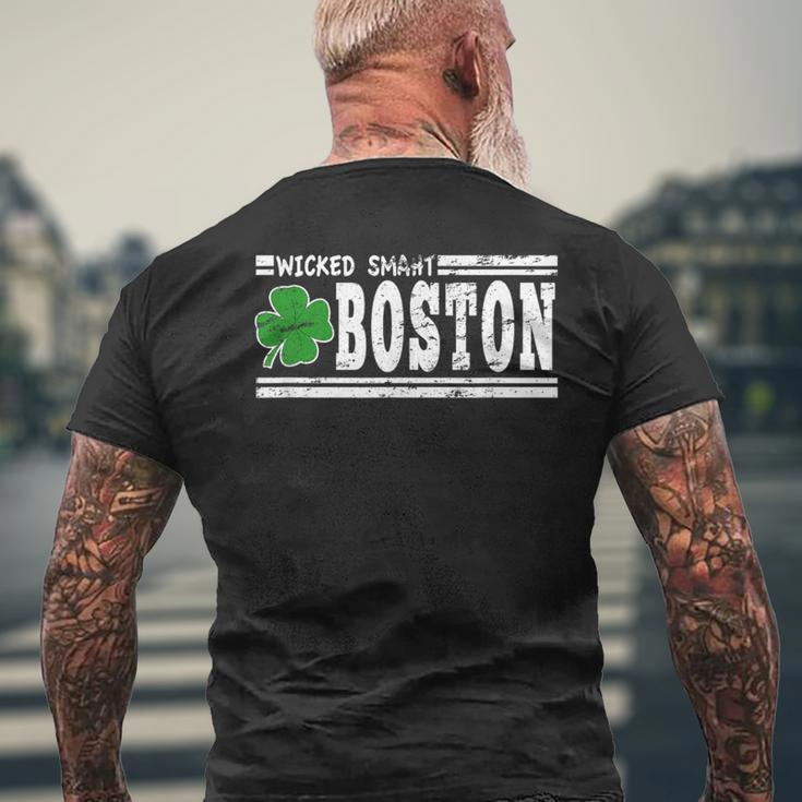 Wicked Smaht Boston Massachusetts Accent Smart Ma Distressed Men's T-shirt Back Print Gifts for Old Men