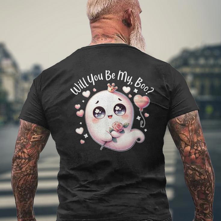 Will You Be My Boos Ghost Valentines Day Men's T-shirt Back Print Gifts for Old Men