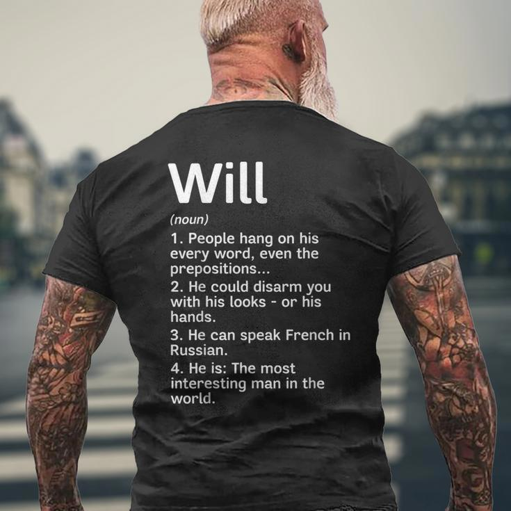 Will Name Definition Meaning Interesting Men's T-shirt Back Print Gifts for Old Men