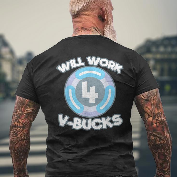 Will Work For Bucks V For Bucks Rpg Gamer Youth Men's T-shirt Back Print Gifts for Old Men