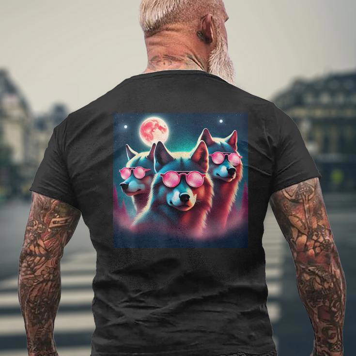 Wolf Squad Mit Rosa Sonnenbrillen Und Mond Für Wolfsliebhaber Geschenk T-Shirt mit Rückendruck Geschenke für alte Männer