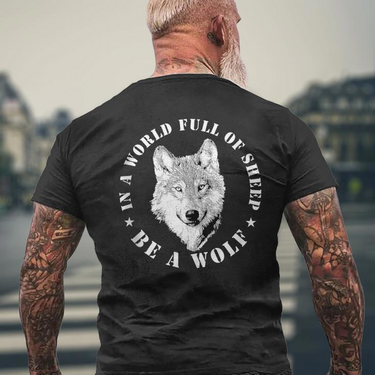 Wolves Inspiration Quote Wolf Leader Wolve Motivation Men's T-shirt Back Print Gifts for Old Men