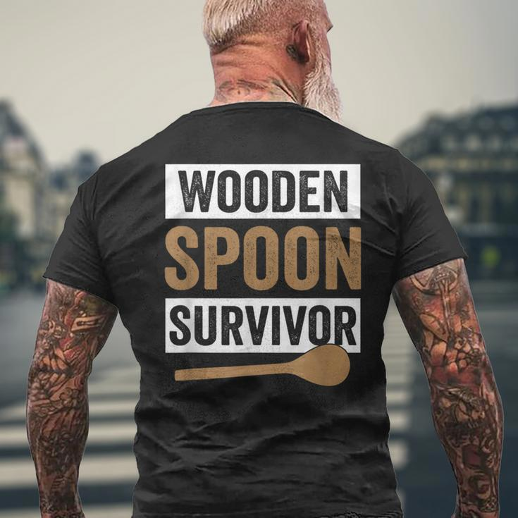 Wooden Spoon Survivor Vintage Humor Discipline Quote Men's T-shirt Back Print Gifts for Old Men