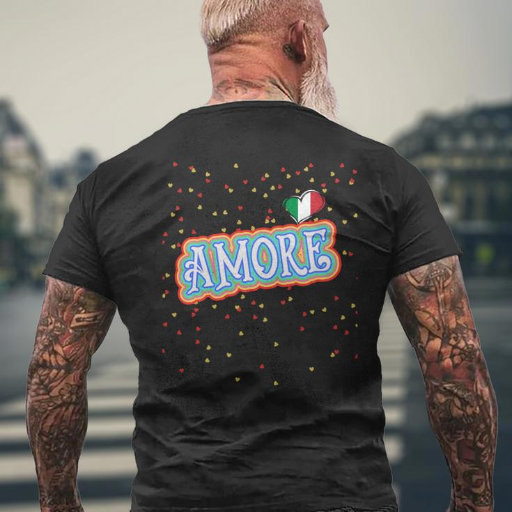 The Word Amore Heart In The Italian Flag Color For Tourists Men's T-shirt Back Print Gifts for Old Men