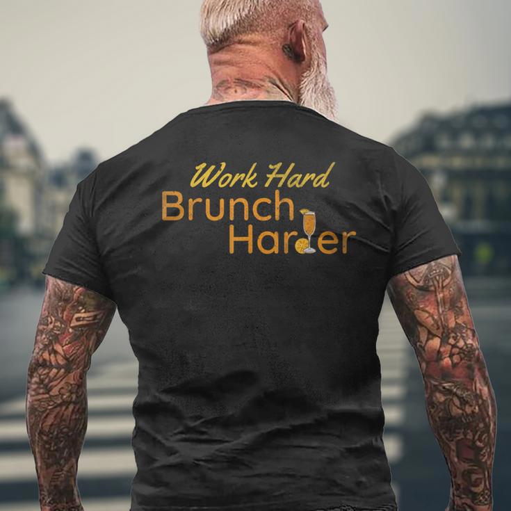 Work Hard Brunch Harder Vintage Mimosa Day Drinking Men's T-shirt Back Print Gifts for Old Men