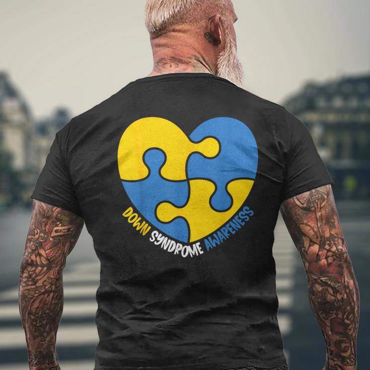 World Down Syndrome Awareness Day T21 Heart Men's T-shirt Back Print Gifts for Old Men