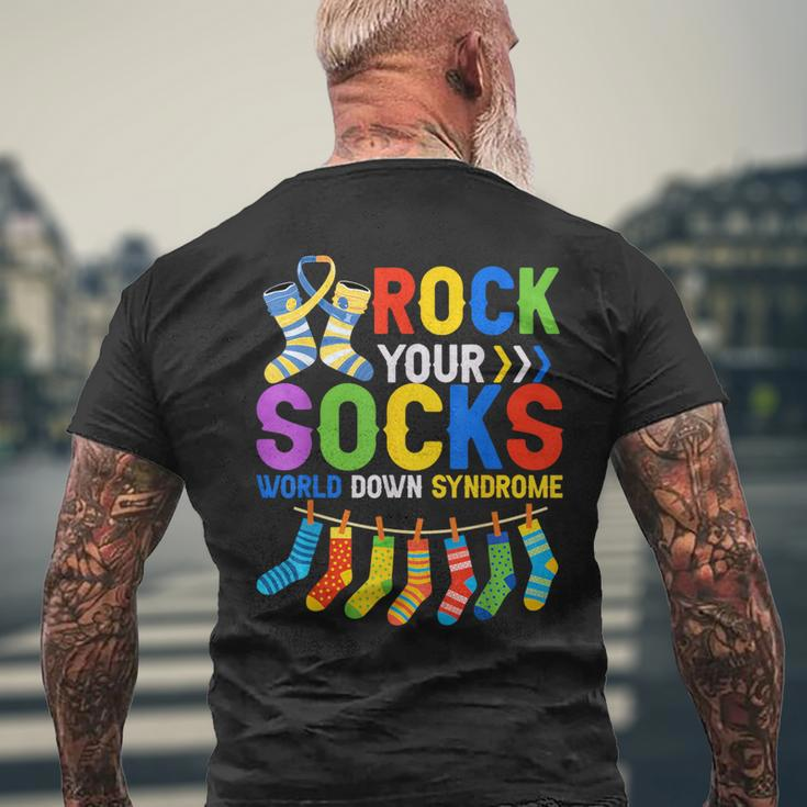 World Down Syndrome Day Awareness Rock Your Socks Men's T-shirt Back Print Gifts for Old Men