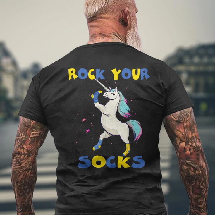 World Down Syndrome Day Rock Your Socks Unicorn Men's T-shirt Back Print Gifts for Old Men