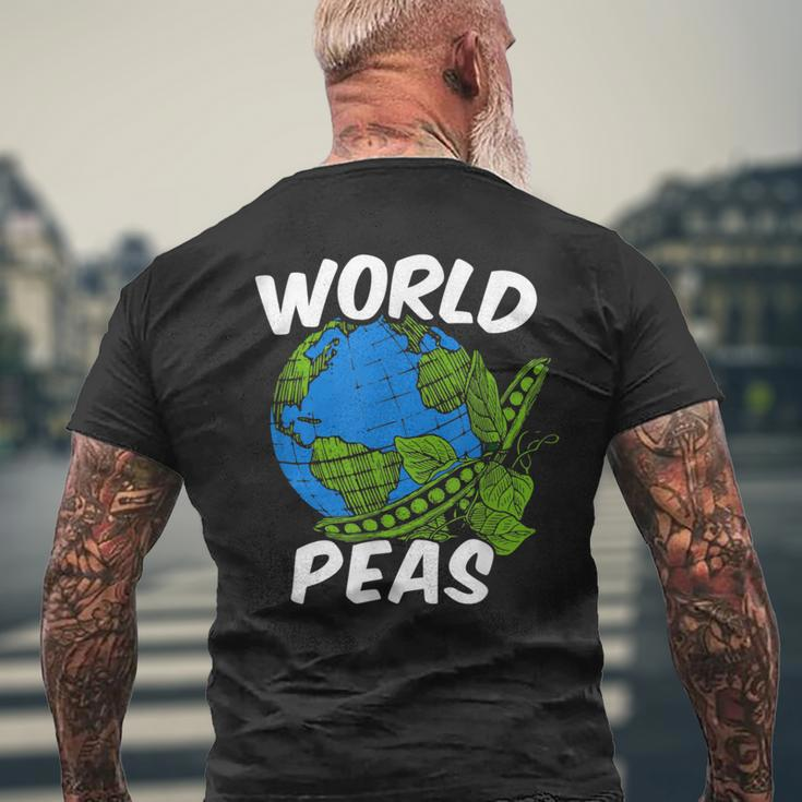 World Peas Pun Peace On Earth Globe Pea Pods Men's T-shirt Back Print Gifts for Old Men