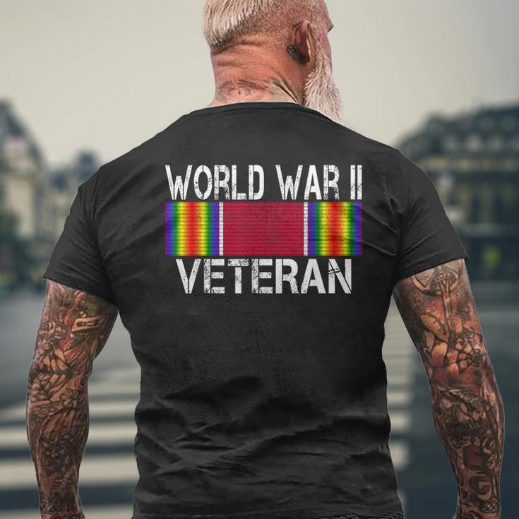 World War Ii Veteran Us Military Service Vet Victory Ribbon Men's T-shirt Back Print Gifts for Old Men