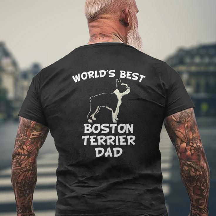 World's Best Boston Terrier Dad Dog Owner Mens Back Print T-shirt Gifts for Old Men