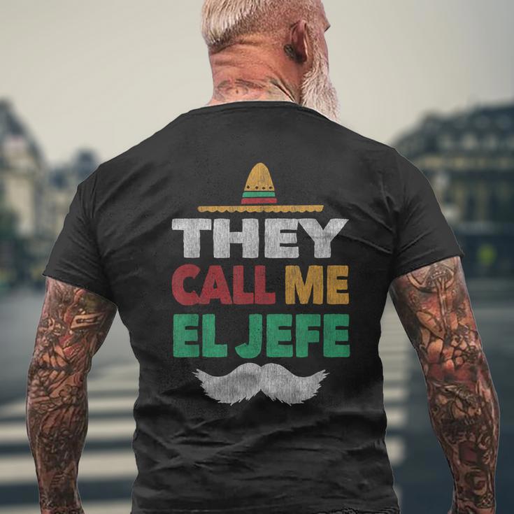 They Call Me El Jefe Fiesta Bragging Boss Hat Men's T-shirt Back Print Gifts for Old Men