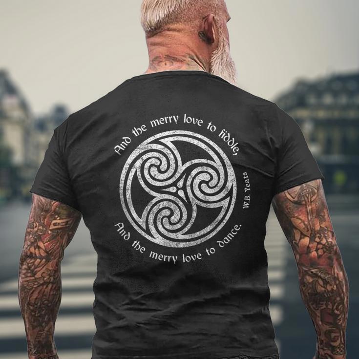 Yeats Poet Irish Poem Celtic Knot Spiral Men's T-shirt Back Print Gifts for Old Men