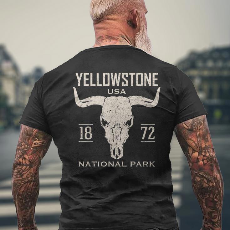 Yellowstone National Park Bison Skull Buffalo Vintage Men's T-shirt Back Print Gifts for Old Men