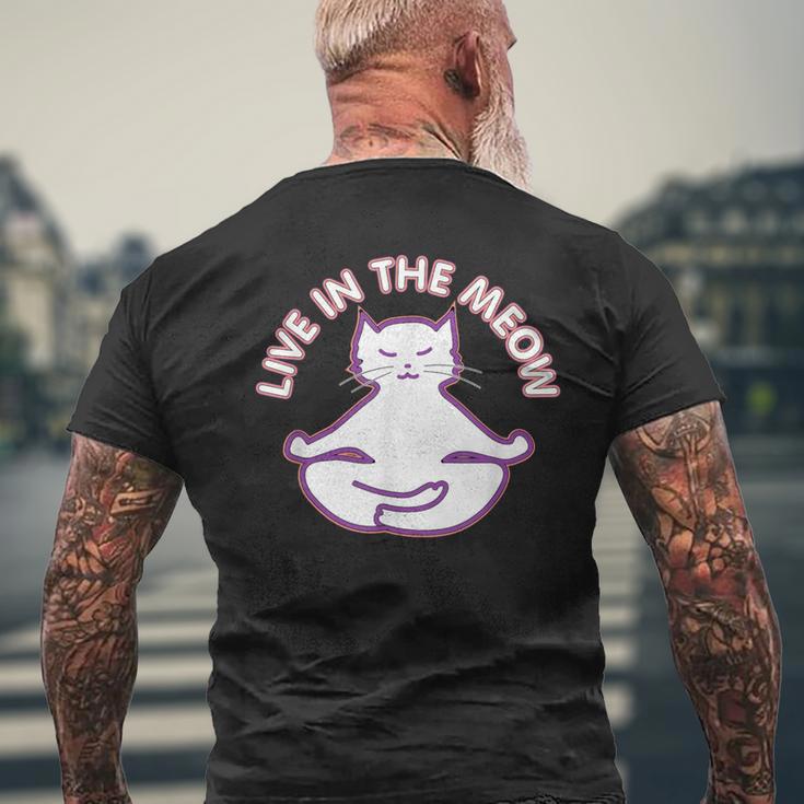 Yoga Cat Live In The Meow Yogi Kitty Meditation Lotus Pose Men's T-shirt Back Print Gifts for Old Men