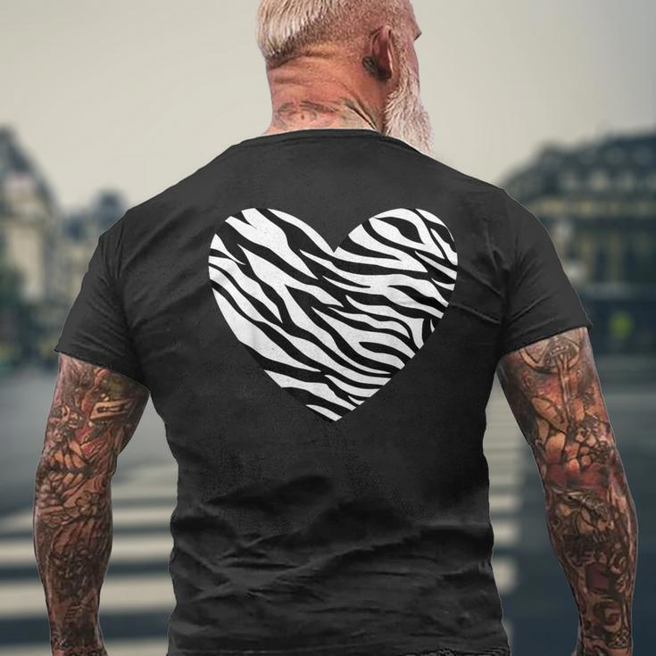 Zebra Fur Animal Skin Heart Print Waves Pattern T-Shirt mit Rückendruck Geschenke für alte Männer
