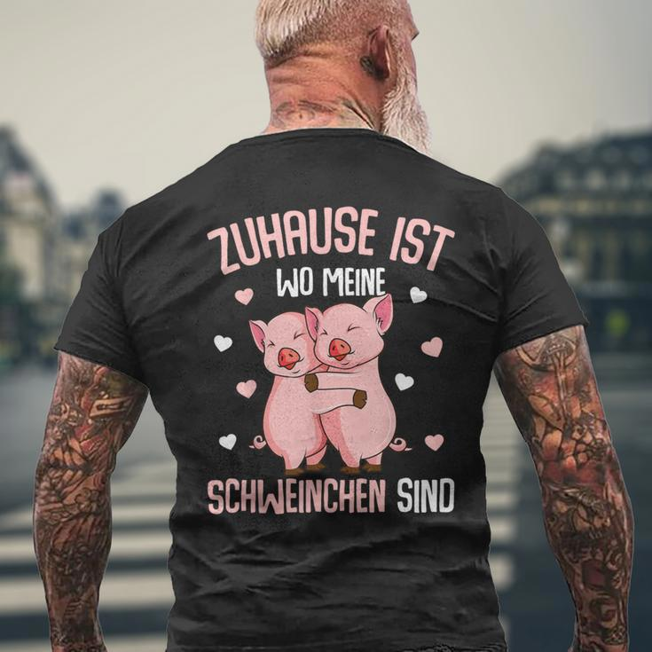 Zuhause Ist Wo Meine Schweinchen Sind Landwirt Schwin T-Shirt mit Rückendruck Geschenke für alte Männer
