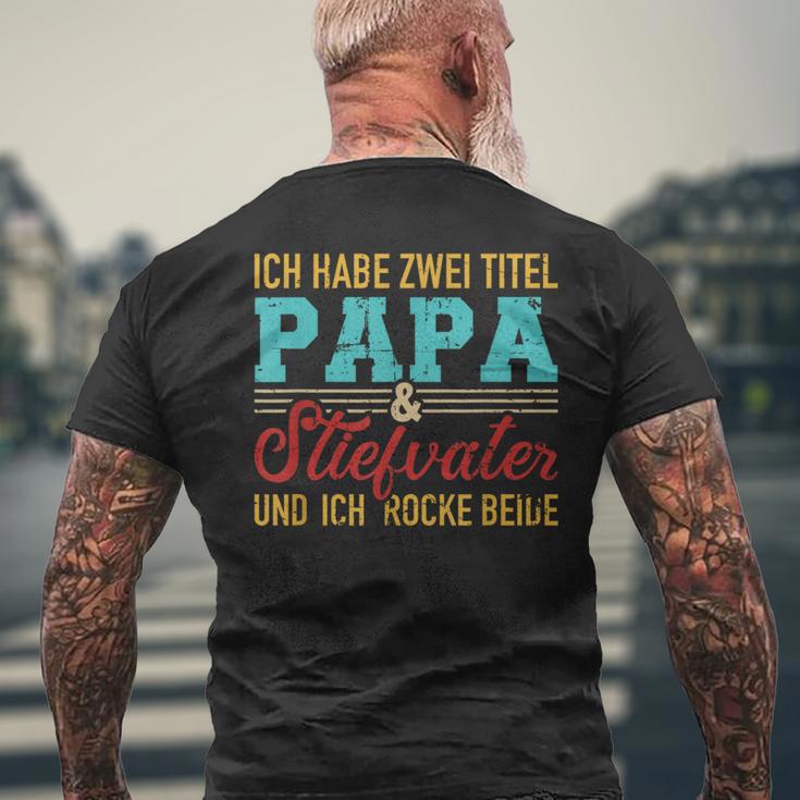 Zwei Titel Papa Und Steppapa Und Rocke Both Stepdad T-Shirt mit Rückendruck Geschenke für alte Männer