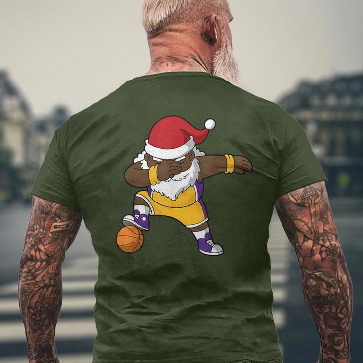 Basketball Black Dabbing Santa Claus African American Men's T-shirt Back Print Gifts for Old Men