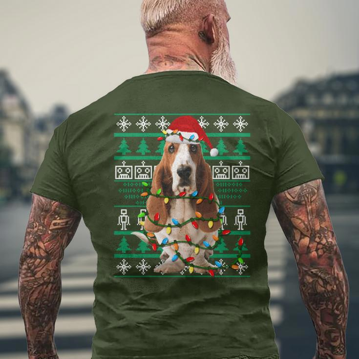 Basset Hound Dog Christmas Ugly Christmas Sweater Men's T-shirt Back Print Gifts for Old Men