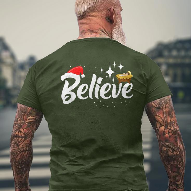 Believe Christmas Jesus Christmas Men's T-shirt Back Print Gifts for Old Men