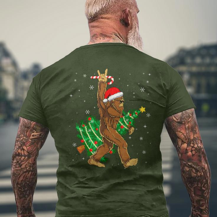 Bigfoot Christmas Tree Lights Xmas Boys Sasquatch Lovers Men's T-shirt Back Print Gifts for Old Men