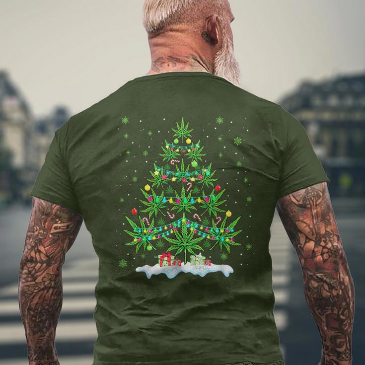 Cannabis Christmas Tree Xmas Smoking Weed Marijuana Men's T-shirt Back Print Gifts for Old Men