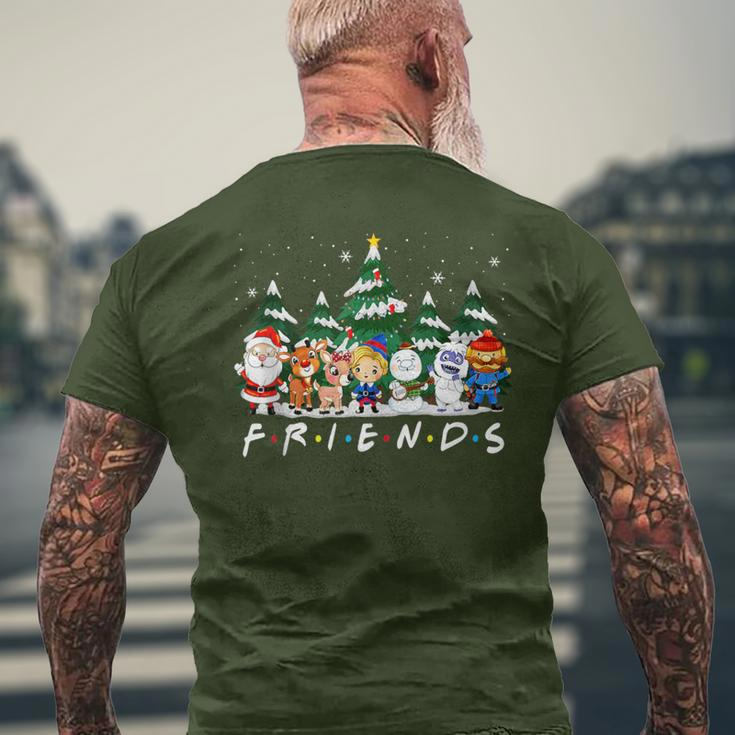 Christmas Friends Santa Rudolph Snowman Xmas Family Pajamas Men's T-shirt Back Print Gifts for Old Men
