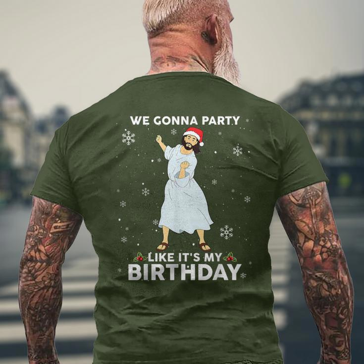 Christmas Jesus Dancing We Gonna Party Like It's My Birthday Men's T-shirt Back Print Gifts for Old Men